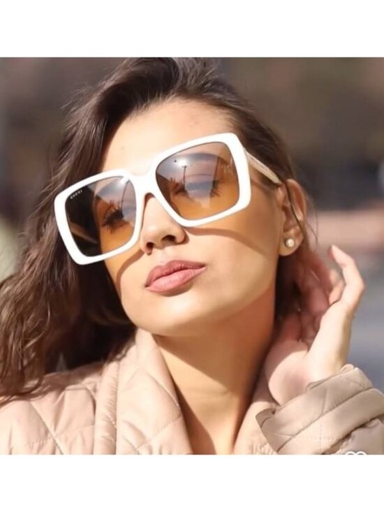 Gucci GG0567SAN 006 Square Women Sunglasses - Ivory / Brown